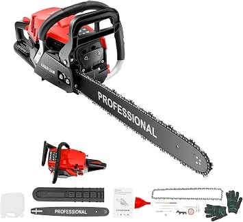 58cc Gas Chainsaw, 20 Inch Gas Powered Chainsaws with Tool Bag, 3.6HP 2-Cycle Handheld Cordless Petrol Gasoline Chain Saw for Cutting Tree Wood Trimming Garden Farm