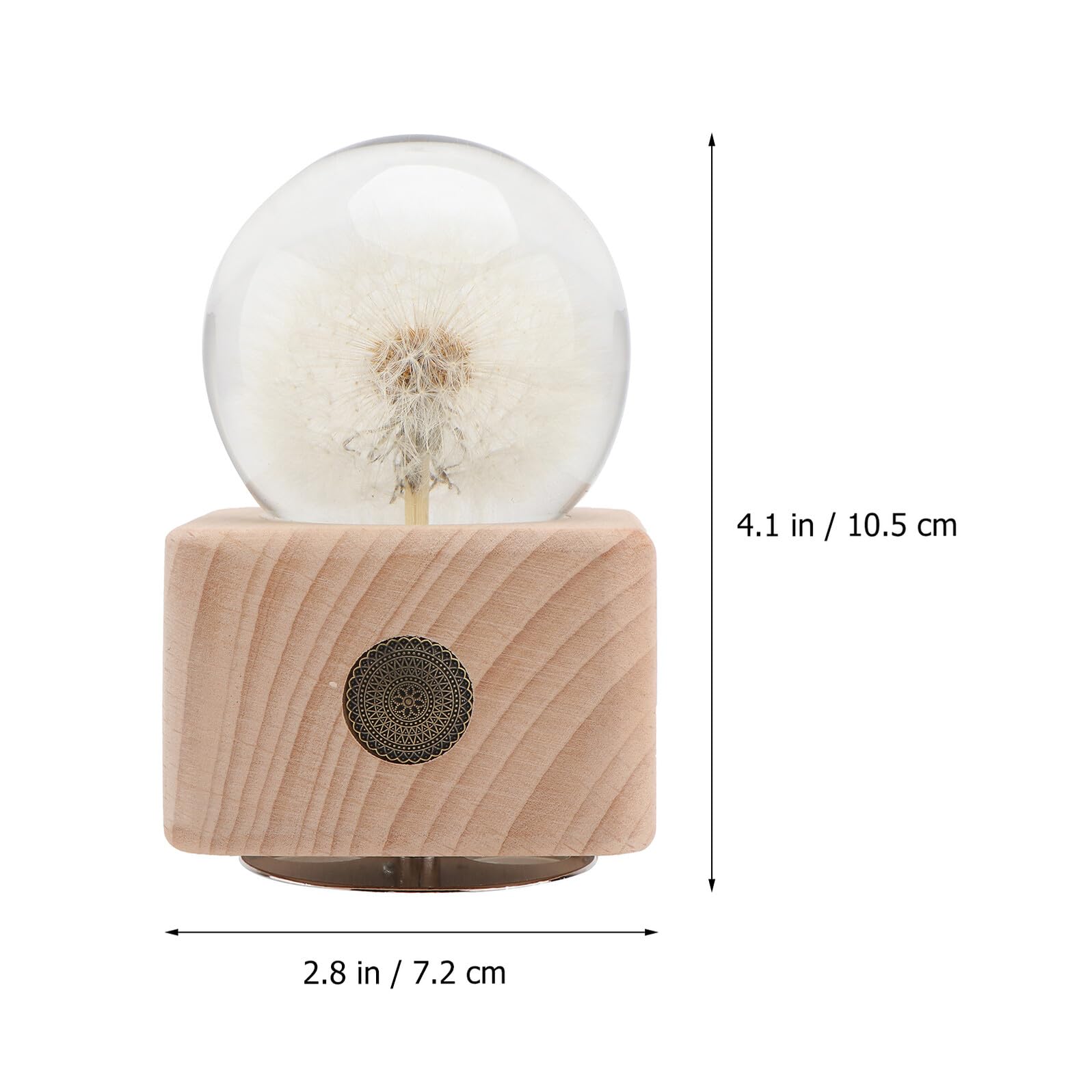 ARTIBETTER Carillon a Forma di Dente di Leone Sfera di Cristallo Decorativa e Base in Legno Ornamento Floreale Stabilizzato per Arredamento Casa e Regalo Decorazione per Soggiorno e Camera