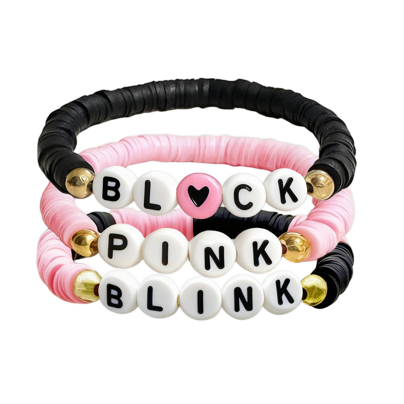Czarny różowy zestaw bransoletek przyjaźni koreański pop Merch BP inspirowane prezenty dla fanów kobiet mężczyzn
