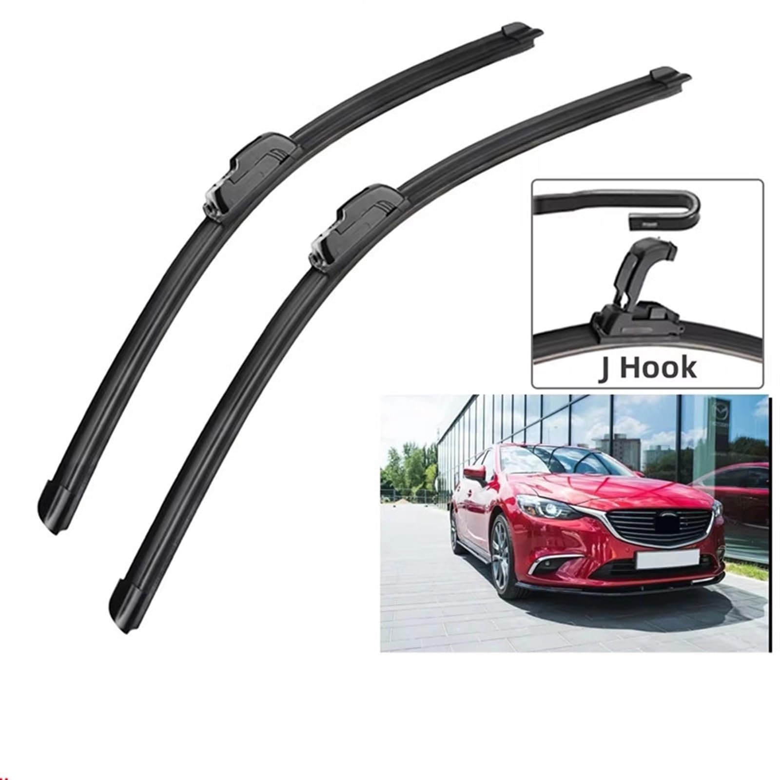 Spazzola Tergicristallo Compatibile con Mazda 6 GH1 GH2 per MK2 2007 2008 2009 2010 2011 2012 Accessori per Auto Spazzole Tergicristallo Anteriori Tergicristalli Ganci per Tipo U J 24" + 16"