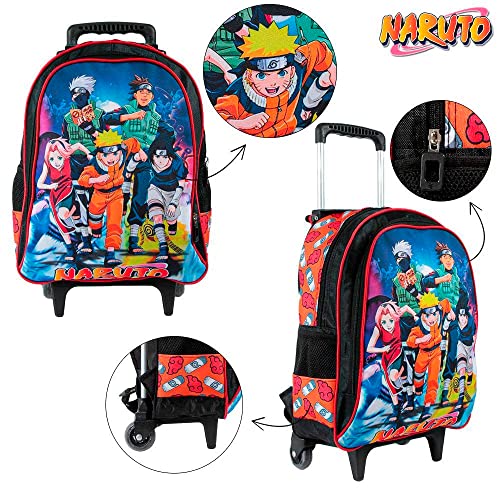 Kit Mochila Infantil com Rodinhas Personagem de Luta + Lancheira Térmica + Estojo Escolar