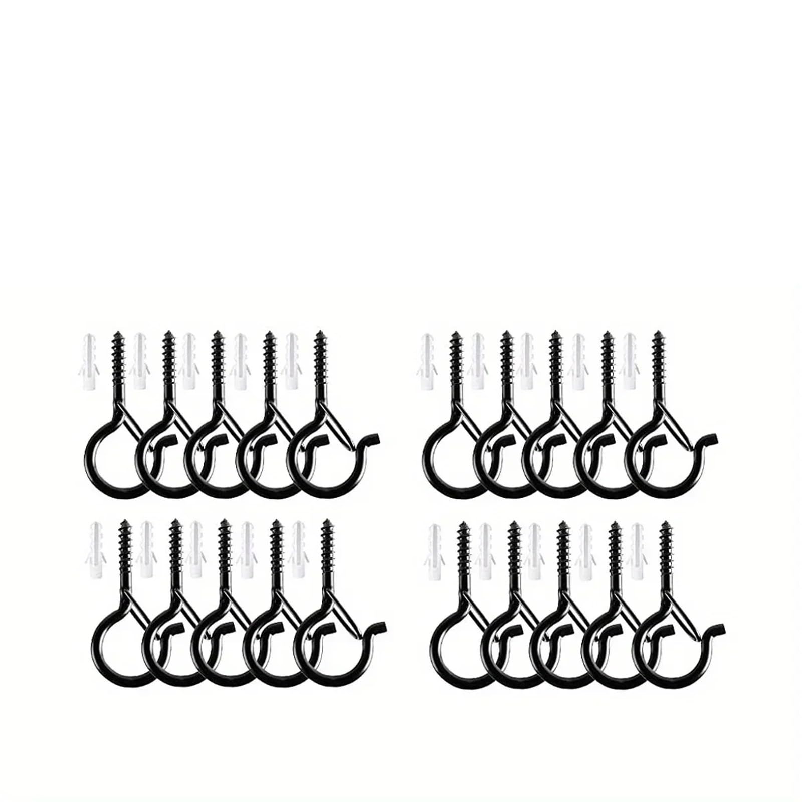 Baynopurin One Color Outdoor Light Hook Hanger Hooks With Safety Buckle,Windproof Screw For Hanging Outdoor String Lights,Ceiling Plants,Christmas(20 Pcs)