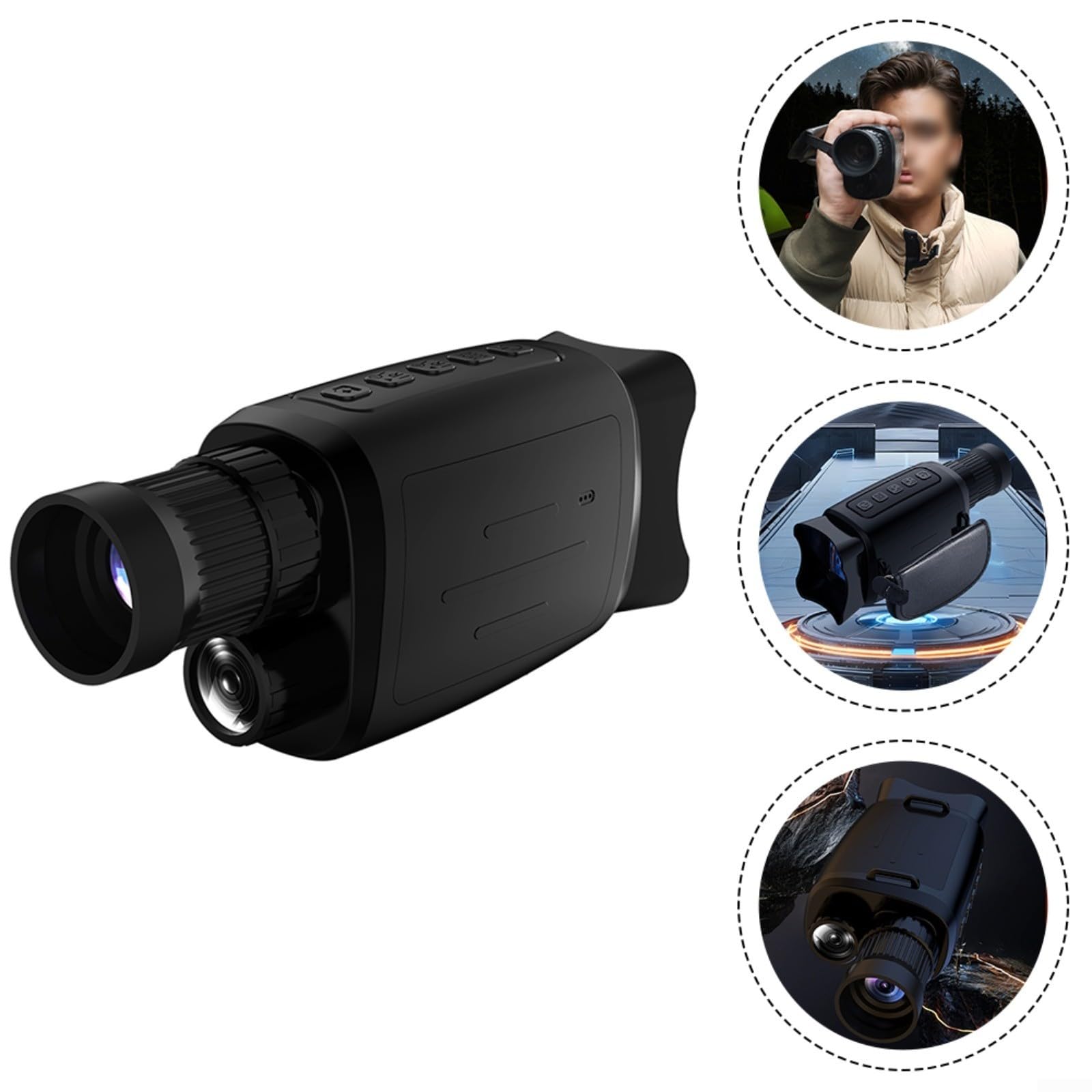 Monocolo di visione notturna da 800 m con zoom digitale 16x, infrarossi regolabile da 3 W e display HD 1080p, design resistente alle intemperie in ABS per caccia/campeggio, intervallo di funzionamento