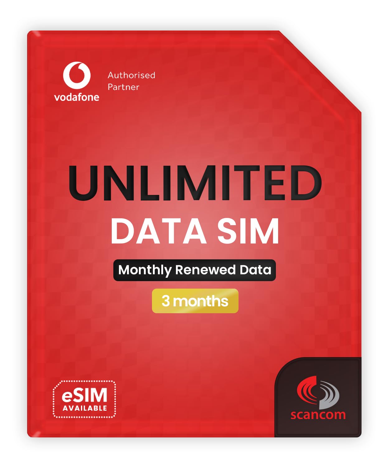 Vodafone Unlimited Data SIM - Velocidades 5G sin límite - Precargado durante 3 meses desde el pedido - Datos Plug & Play para banda ancha móvil, routers y teléfonos