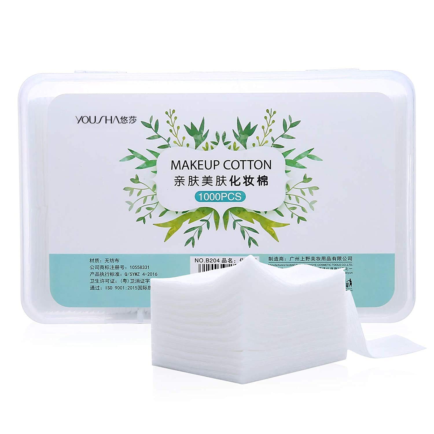 1000pcs Makeup Facial Cotton pads, nail polish remover pads, lint free Nail Wipes facial eye make up wipes, square cosmetic cotton pads, Non-woven cotton Makeup Remover, Random Color light blue