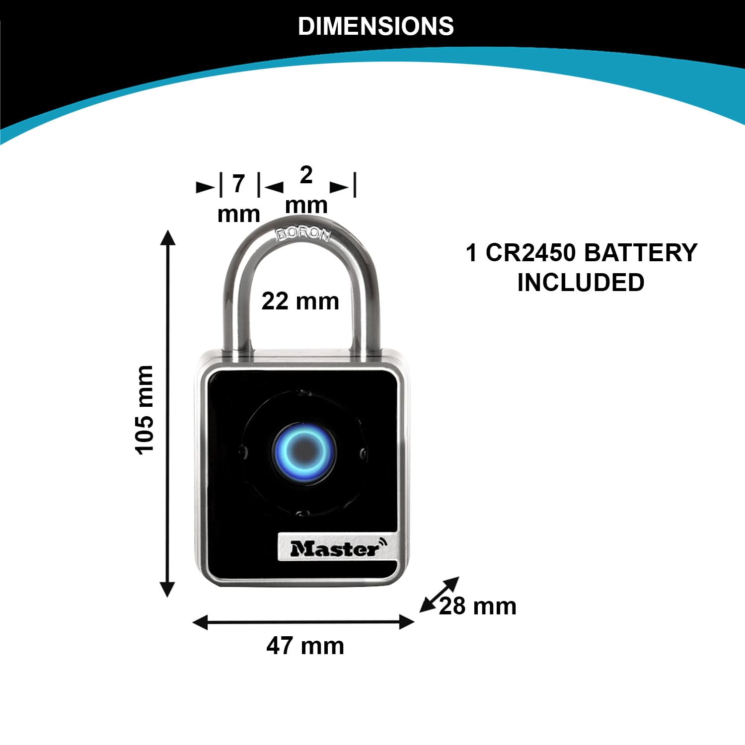 Master Lock 4400EUREC - Lucchetto intelligente Bluetooth per uso professionale e privato, interno, accesso Bluetooth con smartphone