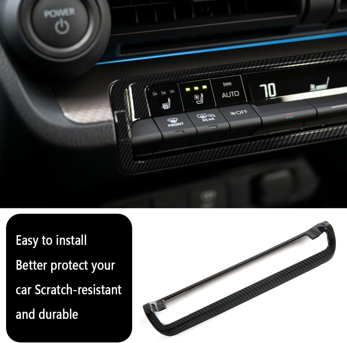 Car Accessories Fit for Toyota New Prius 2023 2024 2025 2026 Central Control Instrument Panel Air Conditioning Switch Frame Cover Trim (Carbon Fiber Style) 1PCS ABS image 2