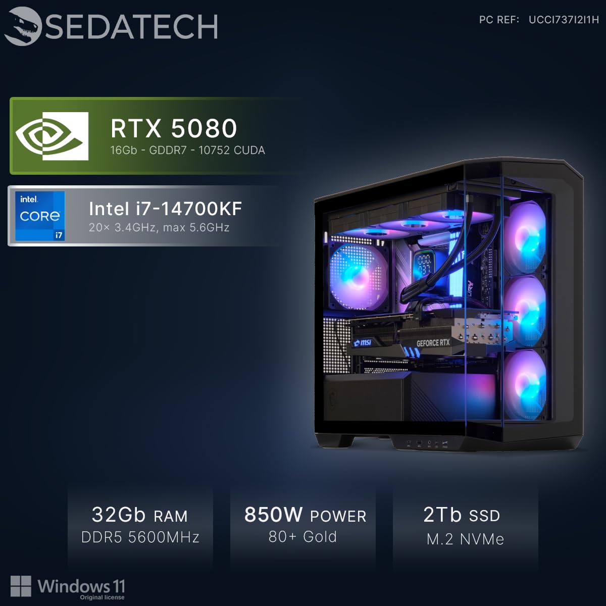 Sedatech PC Gaming • i7-14700KF • RTX5080 • 32Gb DDR5 • 2Tb SSD M.2 • Win 11