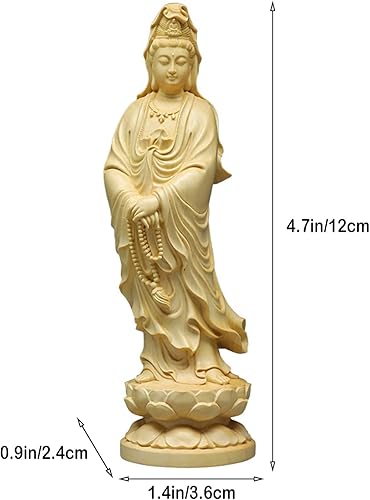 Miniatura 6 de Estatua de Buda de Feng Shui Kuan yin Buda tallada a mano Estatua de la suerte Quan Yin Estatua de la riqueza Guan Yin Estatua de madera para el