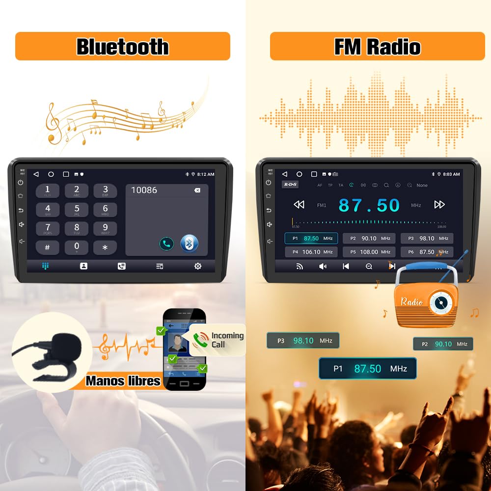 AWESAFE Android 13.0 [2GB+64GB] Radio Coche con Pantalla Táctil 9 Pulgadas para Audi A3 2006-2012, Autoradio con Bluetooth/Carplay/GPS/FM/RDS/USB, Apoya Mandos Volante y Aparcamiento