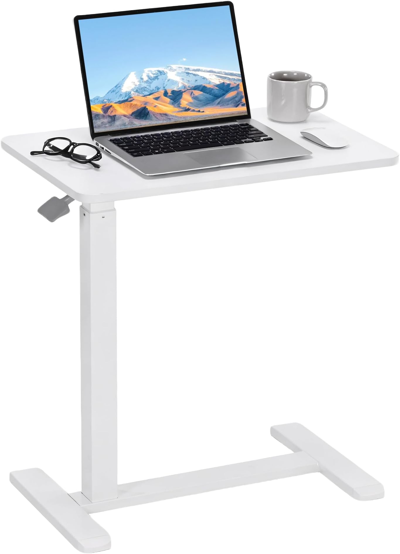 Mobile Standing Desk,Over Bed Table with Wheels 60 x 40cm,Laptop Table Height Adjustable, Overbed Table,Portable Stand Up Desk for Living Room, Bedroom, Office,Hospital, Space Saving