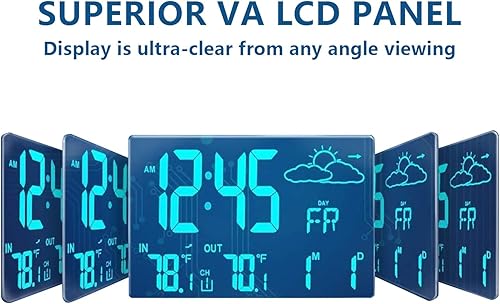 Miniatura 8 de Reloj despertador de proyección, reloj digital con pronóstico del tiempo, termómetro para interiores y exteriores, proyección de techo de dormitorio