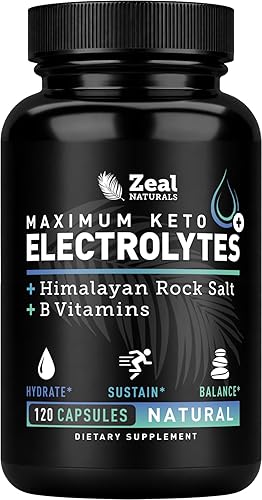 Zeal Keto Cápsulas de electrolitos – 120 cápsulas | Tabletas de electrolitos Keto para rehidratación | Vitaminas B + sal rosa del Himalaya |