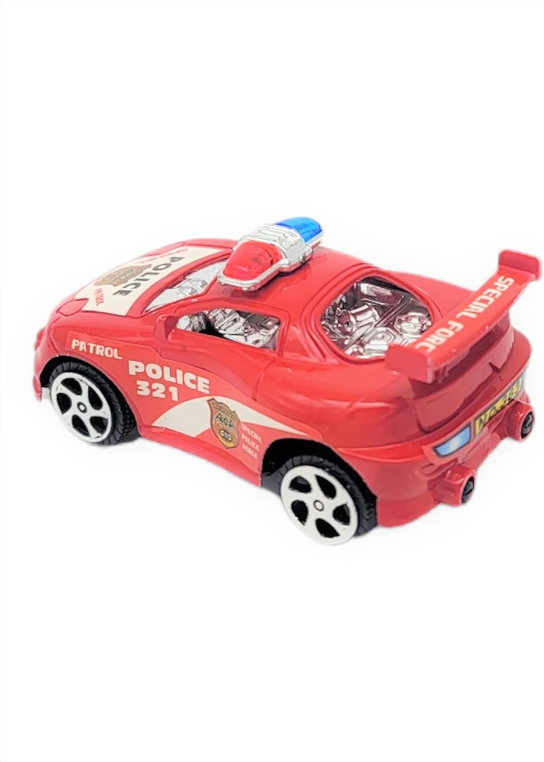 AMERICAN WIT Colorful Pullback Mini Police Toy Cars (12 Pack) (3") Blue, Red, Black and White. Plastic Winding Pull Back Racers.
