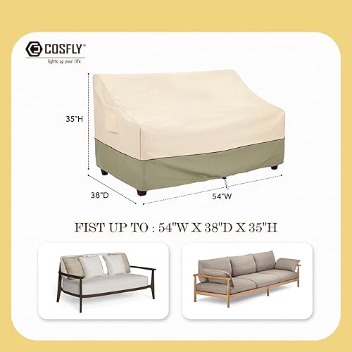 Miniatura 2 de COSFLY Fundas impermeables para sofá de patio y muebles de exterior, fundas de sofá de dos plazas exteriores que se adaptan a hasta 54 pulgadas de