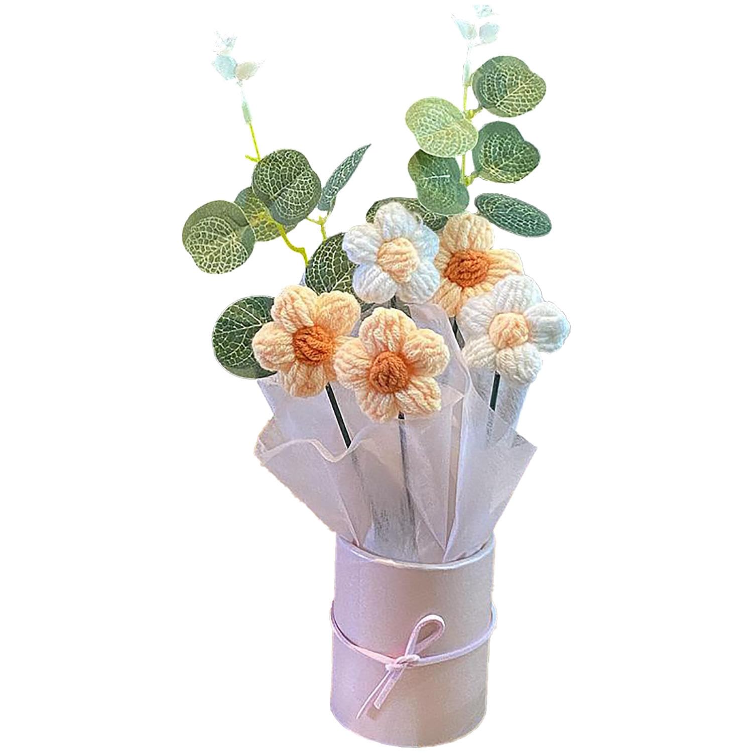 KUFSESK Crochet Flowers,Knitted Flowers,Crochet Plant,Hand Woven Finished Products,Mini Cute Knitwear,Suitable For Graduation, Birthdays, Home Office Decoration, Car Decoration