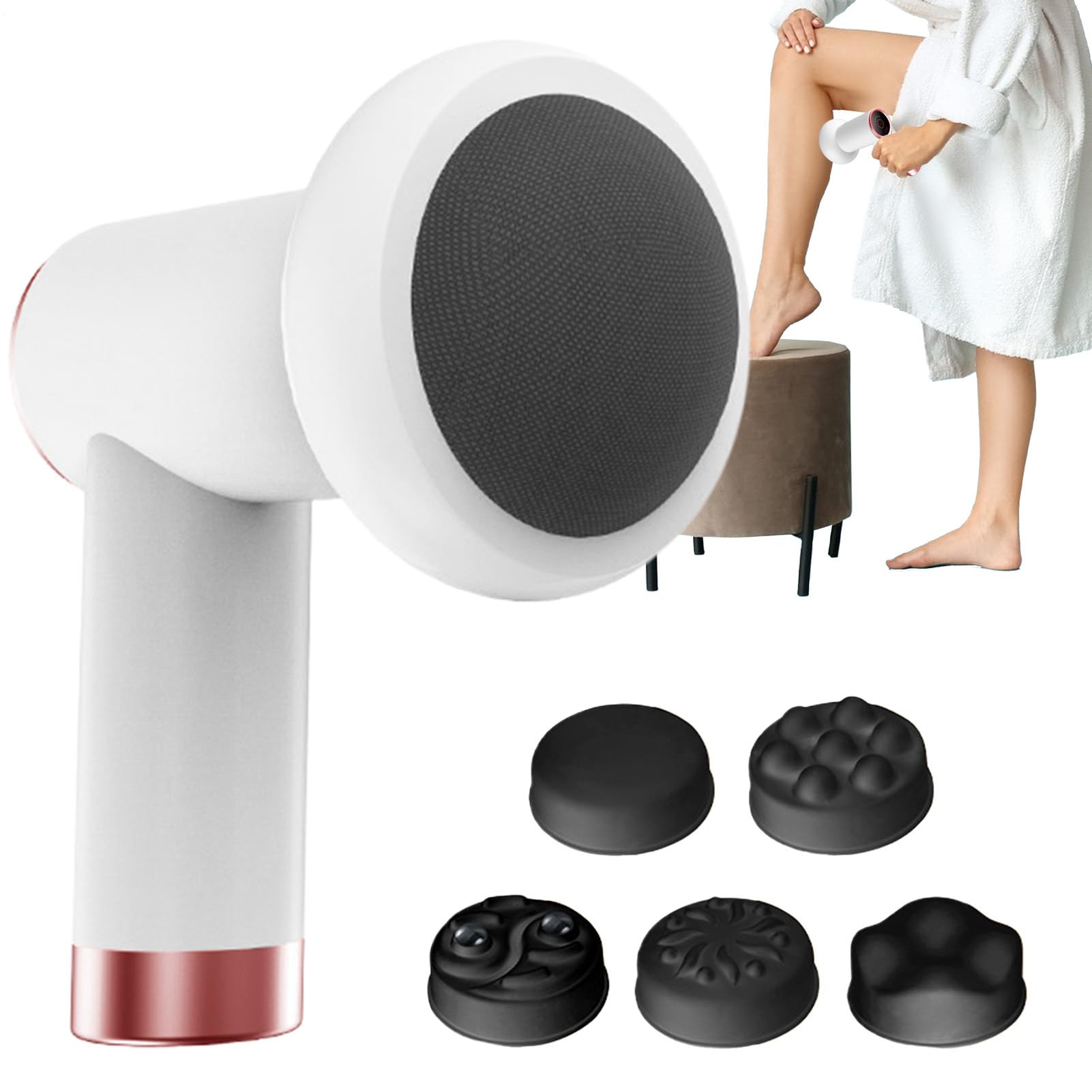 Dispositivo de masaje de celulitis, removedor de celulitis para piernas, rodillo de grasa eléctrico de mano con 5 cabezales para masaje abdominal, cuello, espalda y vientre