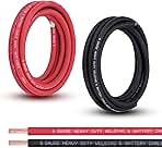 6 Gauge Battery Cable, 10FT Red + 10FT Black 6 AWG Pure Copper Wire Welding Cable, for Automotive, Battery, Solar and Generator, Standard USA OFC Wire