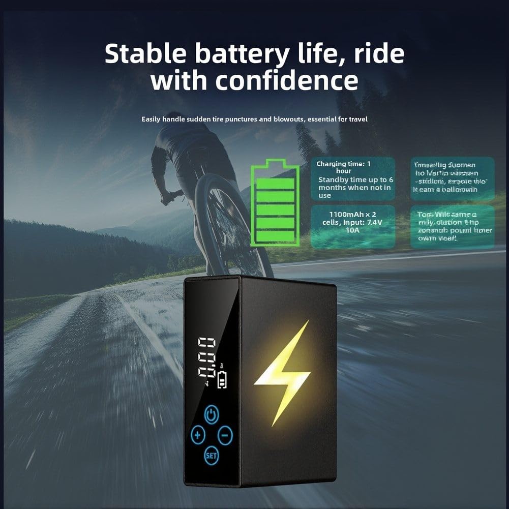Pompa d'aria wireless per bicicletta, portatile, ad alta pressione, con ricarica wireless, per pneumatici da bici elettrica MTB da strada