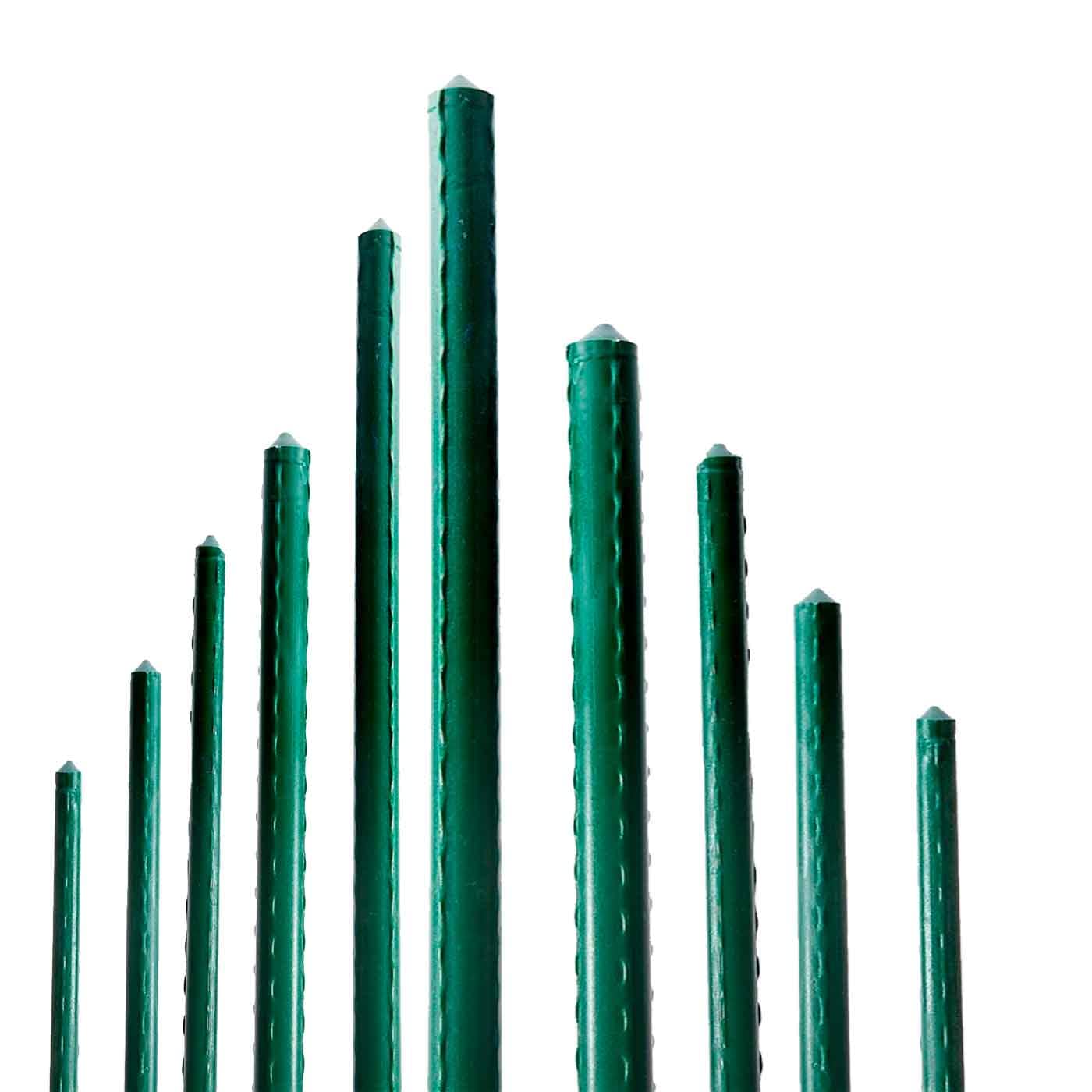 Tradineur - Pack de 24 tutores de Acero plastificado para Plantas de Ø 1,60 x 180 cm, Ideal para el Cuidado del jardín. Varillas para el Cuidado de Plantas y arboles (Color Verde)