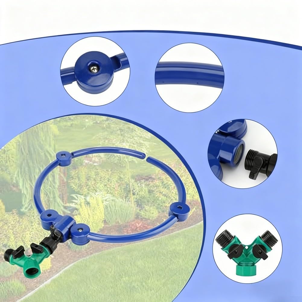 Sistema di irrigazione ad anello per albero in 2 pezzi con irrigatori di diametro 33 cm e flusso d'acqua completo a 360 gradi per saturazione delle radici (2 pezzi)