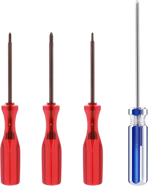 Grevosea 4 Pieces Video Game Repair Kit, Small Screwdriver Triwing (Y) 1.5 2.5 3.0 and Phillips 2.0 Screwdriver Set, Small Screwdriver Watch Glasses Mini Set for Electronics Eyeglasses Computer Toy