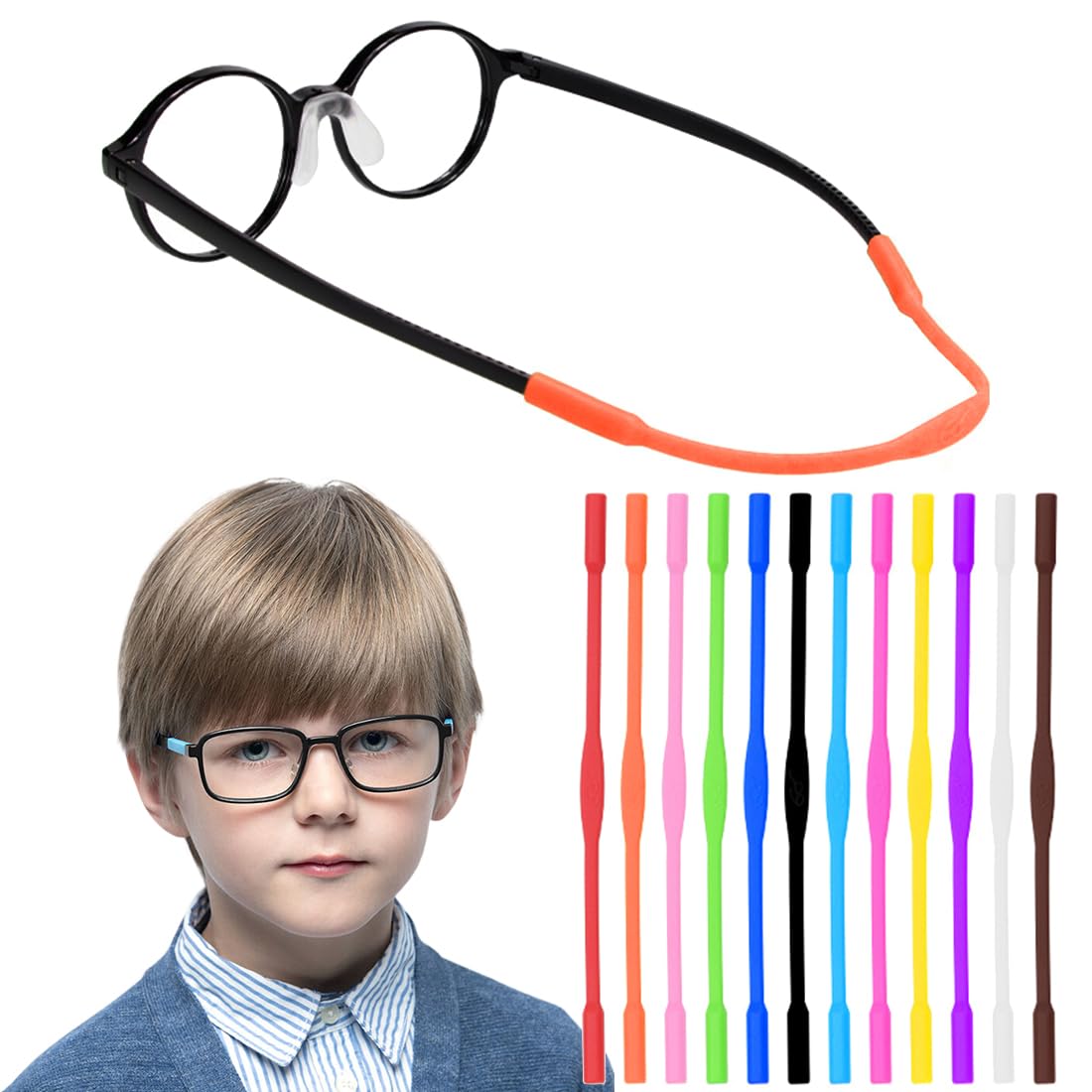 Sangles de lunettes en silicone ，Lot de 12 élastiques