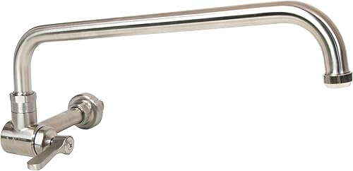 Miniatura 6 de Grifo de rango Wok manual comercial de montaje en pared individual con caño giratorio de 14 pulgadas, construcción de latón cromado pulido para