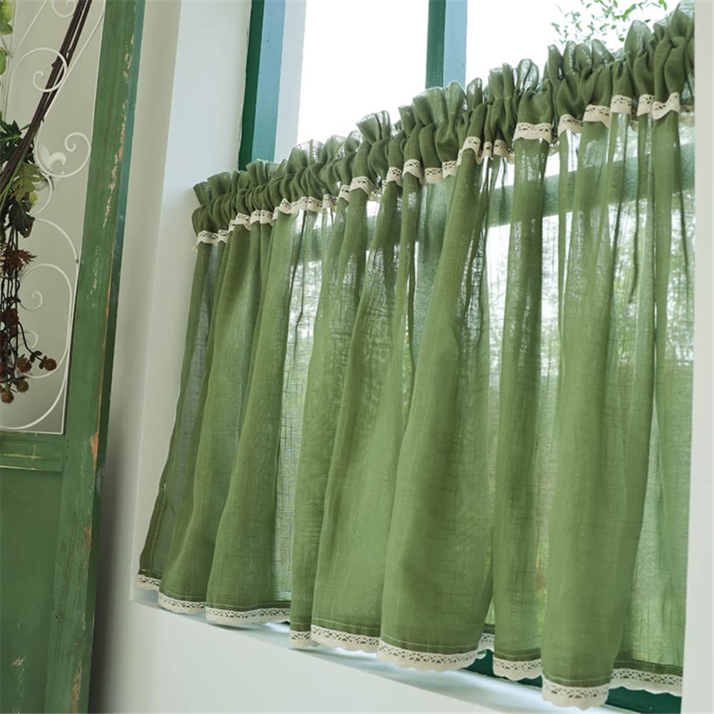 Zasłona Sheer Valance, mała zasłona kuchenna, półprzezroczysta, krótka zasłona z woalu, karnisz, filtrujący światło, karnisz bistro,Krótkie zasłony(Pink,W x H 150x40cm)