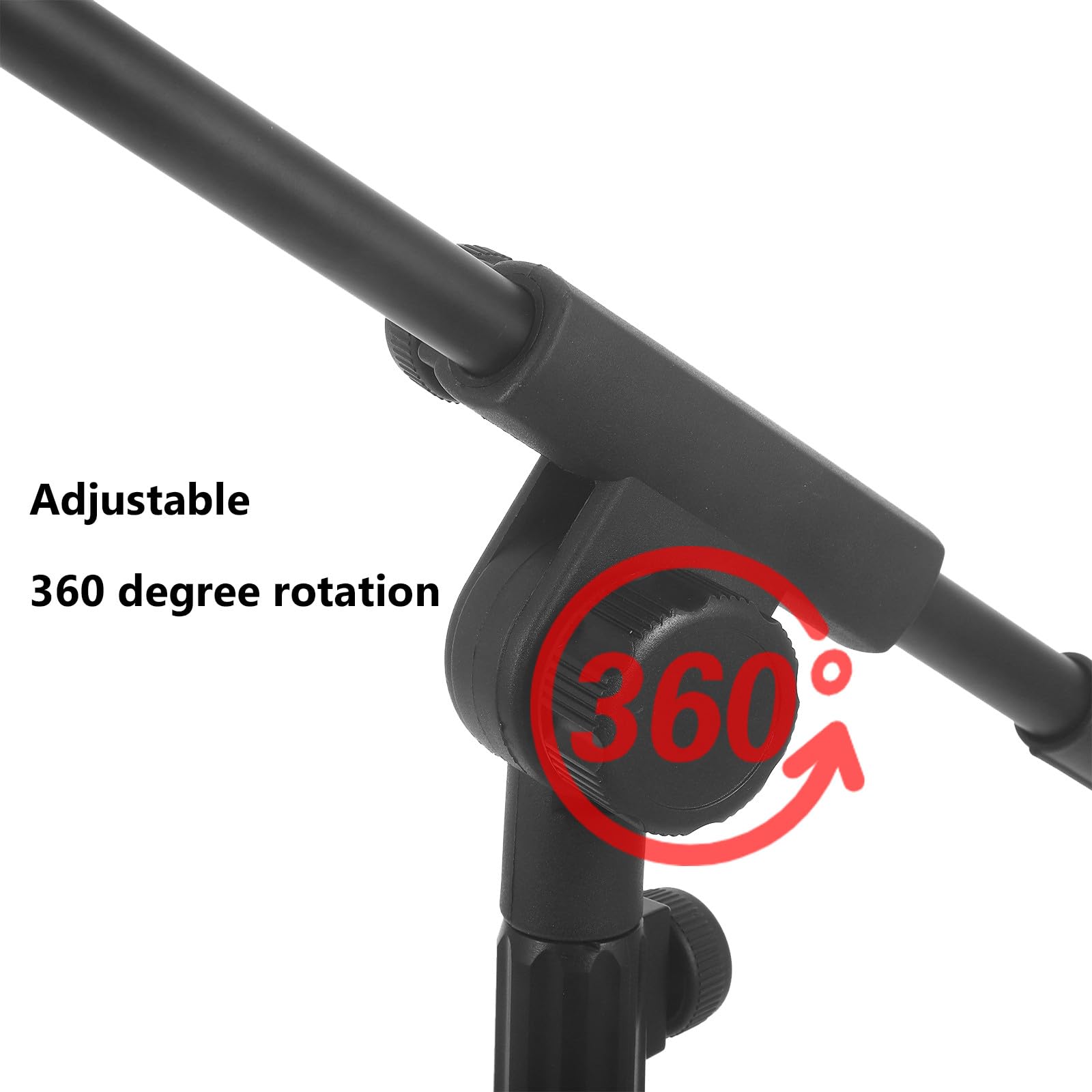 Soporte para Micrófono de Escritorio Ajustable de Hierro Negro | Brazo Regulable, Base Redonda, Estabilidad Mejorada para Mesa, Diseño Compacto con Altura Ajustable