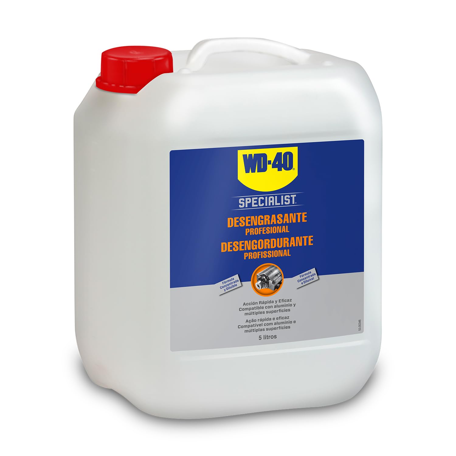 WD-40 Specialist Desengrasante Profesional a Base de Agua – No Inflamable, Acción Rápida, Concentrado y Diluible, Certificación NSF A8 – Bidón 5L para Uso Intensivo e Industrial