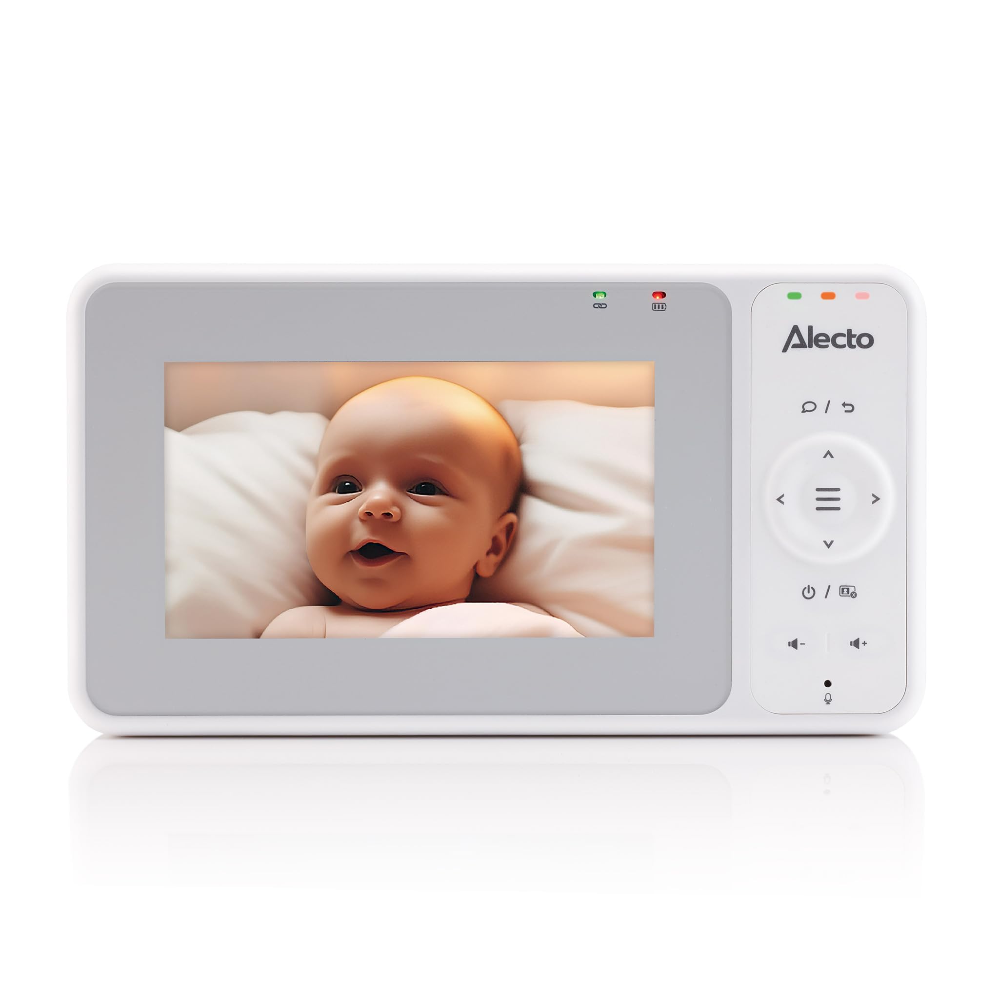 Alecto DVM2043 - elektroniczna niania z kamerą, dużym kolorowym wyświetlaczem 4,3" i lampką nocną - zdalnie sterowana - biała