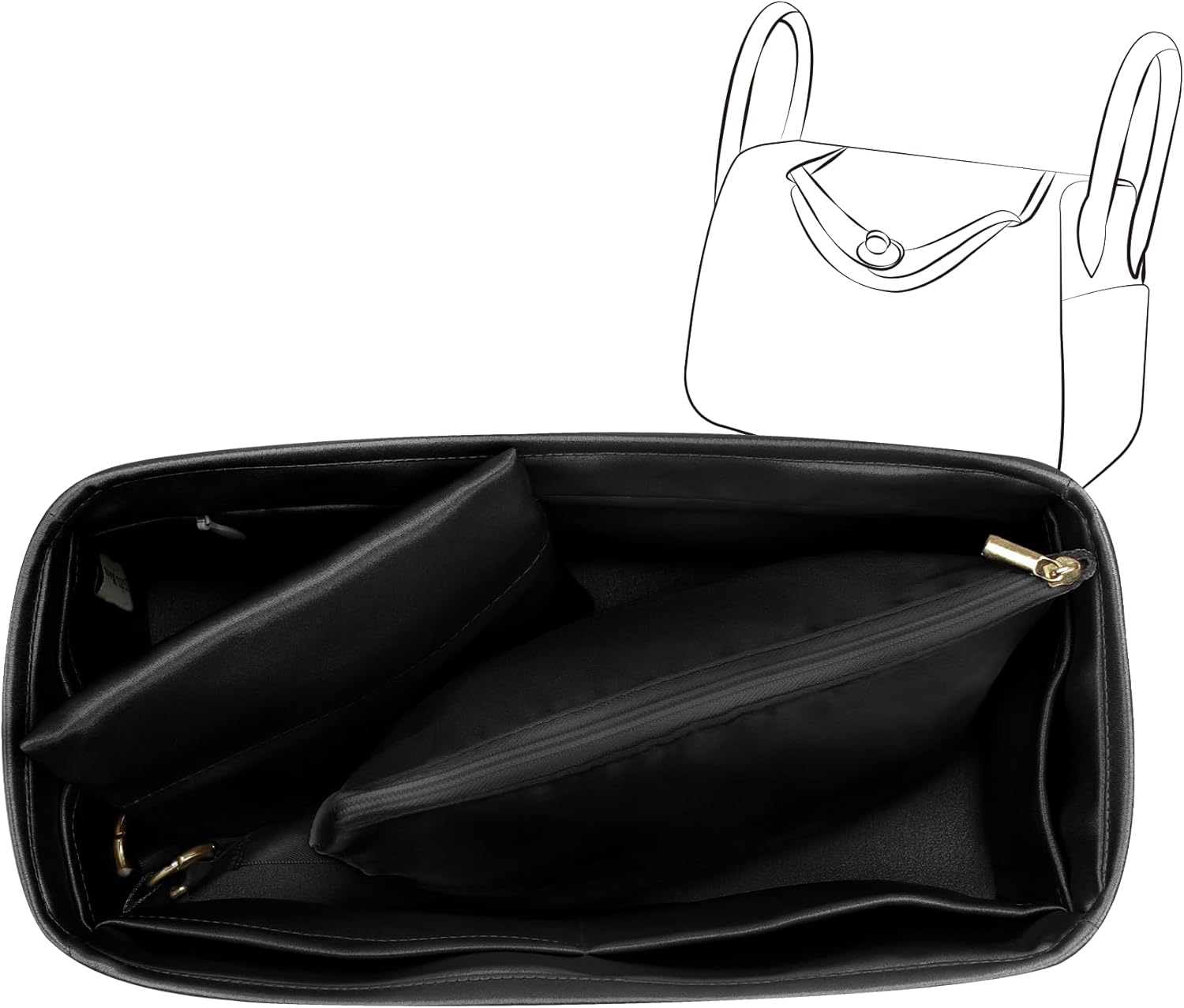 リンディ用 インナーバッグ バッグインバッグ 3点セレト(バッグオ-ガナイザ-&amp;インナ-ポ-チ&amp;収納ポ-チ付き) 収