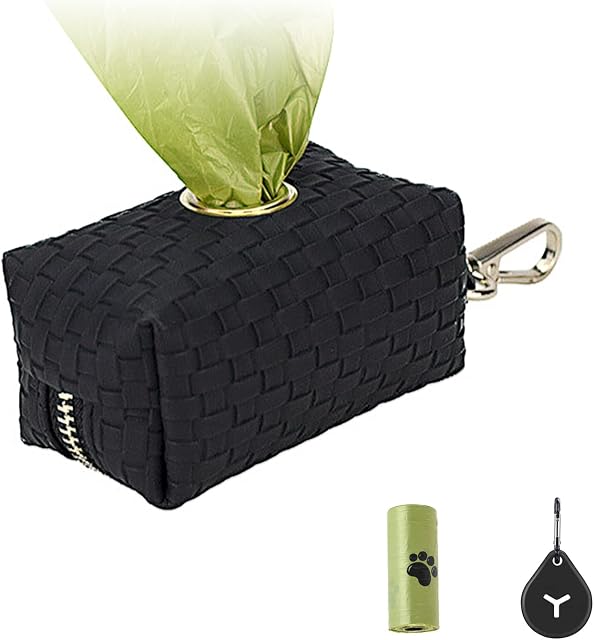 Septillar Dog Poo Bag Dispenser, Dog Poop Bags with Carabiner & Dog Poo Bag Holder Dog Waste Bag Dispenser Super Soft, Silent Wear Resistant (Black)