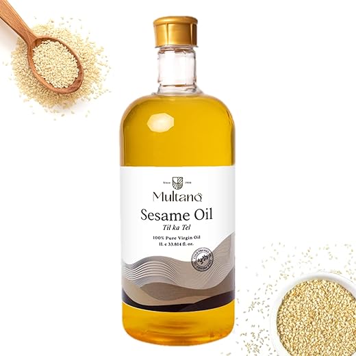 Multano Pro Cold Pressed Sesame Oil Pure Multipurpose Virgin sesame oil for cooking | Sesame Oil for Massage, Skin & Hair Til Ka tel (1000ML)