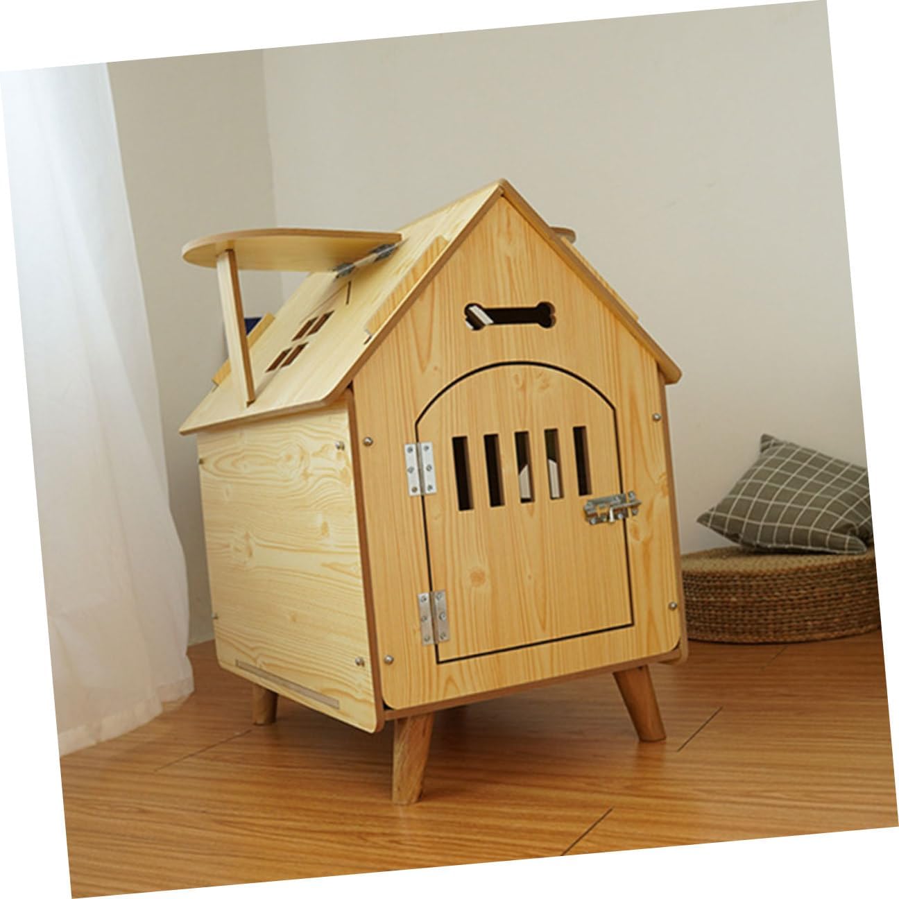 Wooden Dog House Medium Simple Pet House Outdoor Dog Cabin Shelter with Raised Floor for Puppies