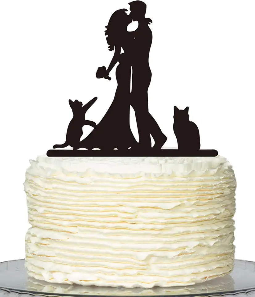 Wedding Cake Topper,Cat Funny Mr & Mrs, Bride...