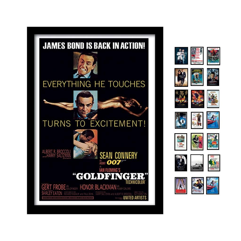 iPosters Pyramid International James Bond (Goldfinger Excitement) A3 -Plastic Glass 30cm x 40cm Framed, Collectors Print, Durable and Lightweight, One Size, gold