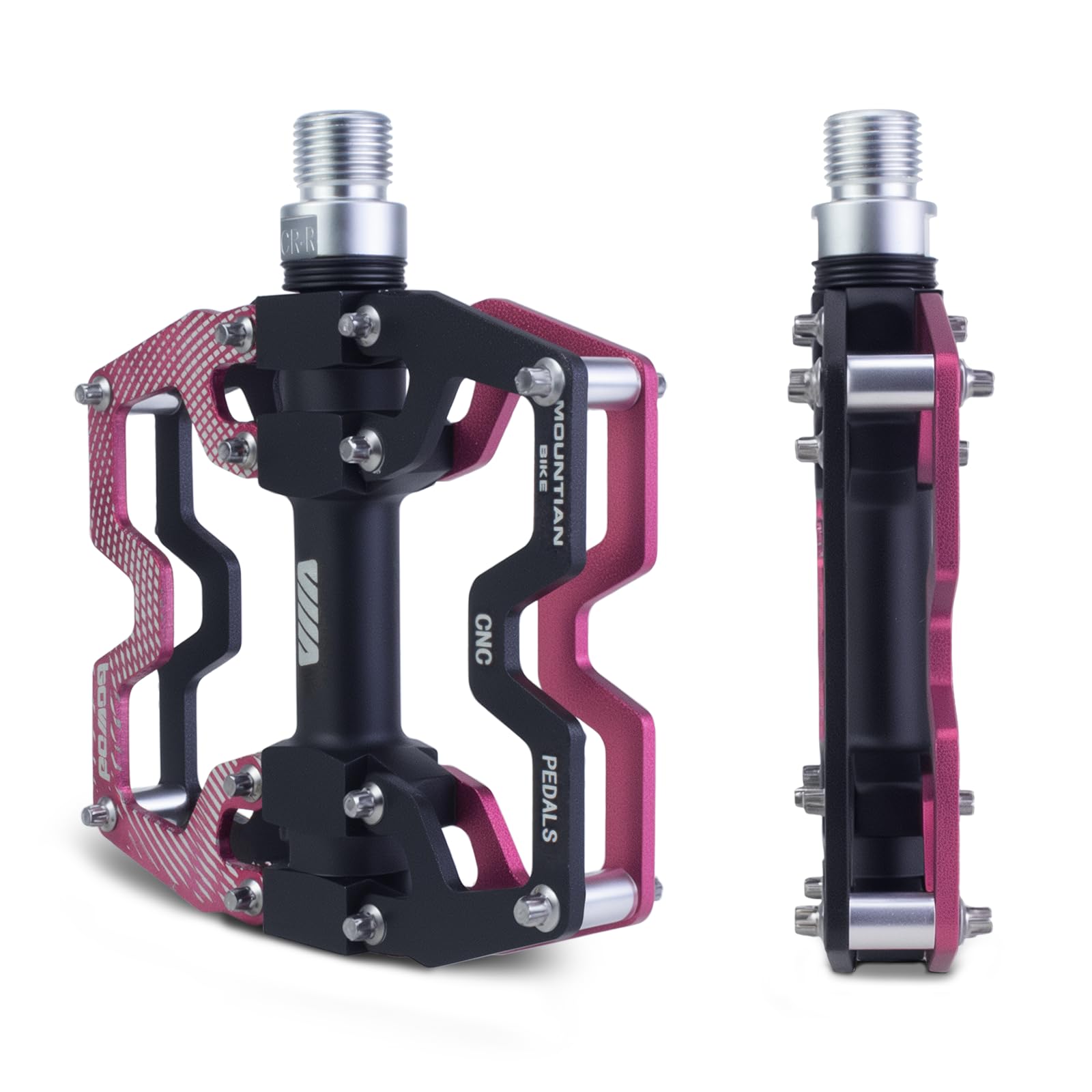 BOWOD Bike Pedals Mountain Bike Adult, Light MTB Flat Pedals Grippy w 12pcs Non-slip Studs, aluminum alloy Composite Platform Pedals,Suitable for women, children, road bikes, bmx,mtb and leisure bikes