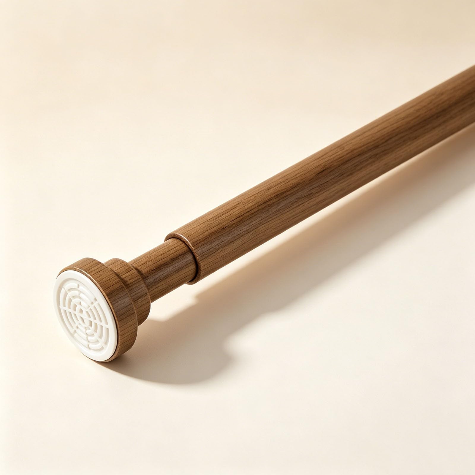 Adjustable Closet Rod, Closet Rods for Hanging Clothes, Wood-grain Finish, drill-free Installation, Suitable for Wardrobes, Bathrooms, and Entryways(Brown,65-100cm/25.6-39.4in)