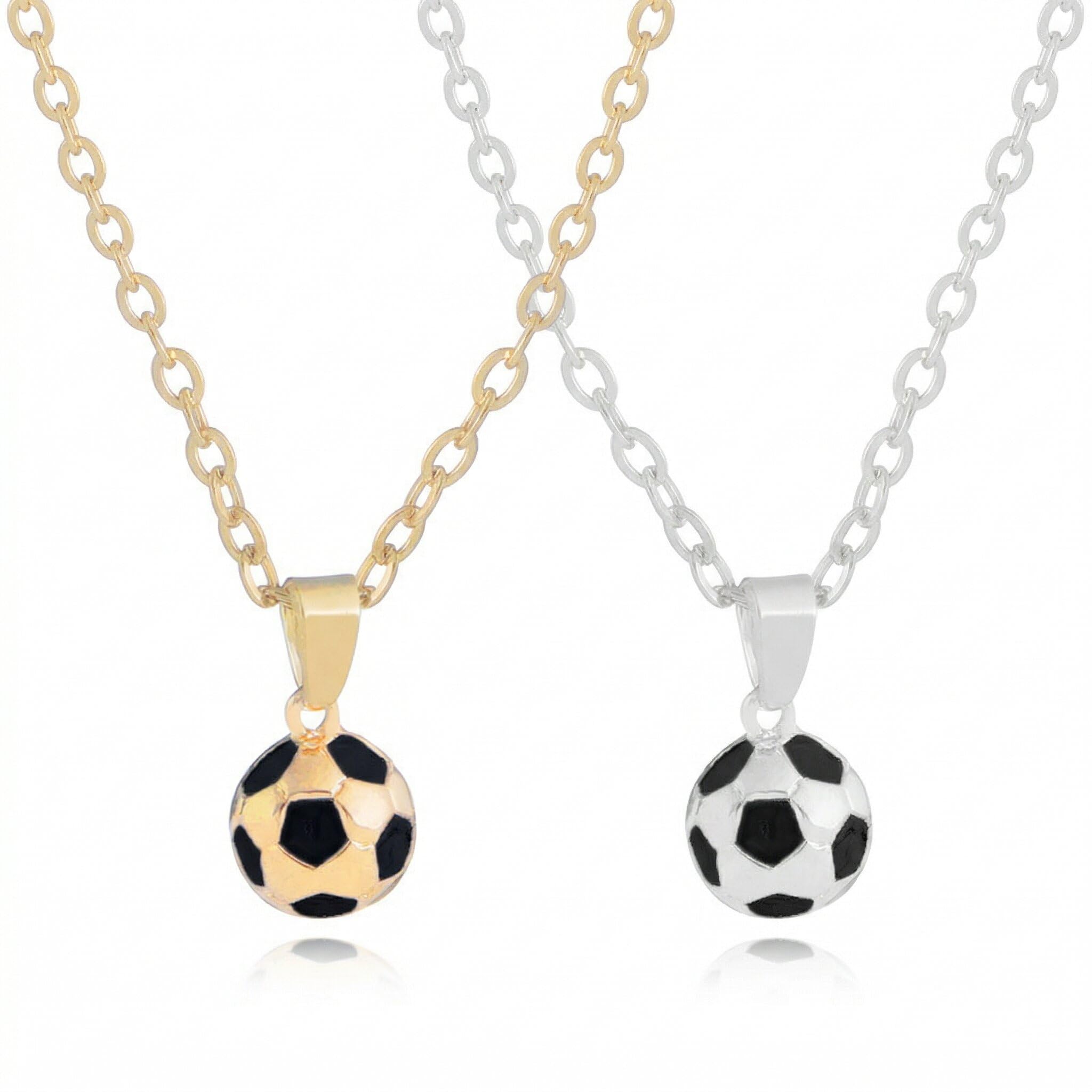 Collana da calcio in acciaio inossidabile placcata oro per uomo, ciondolo sportivo