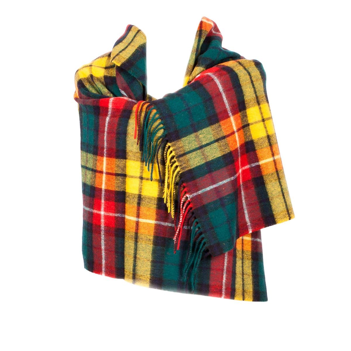 Buchanan Modern Tartan Pure Lambswool Stole, Multicolour Plaid Pattern, 164 cm x 74 cm, Authentic Scottish Winter Shawl Wrap