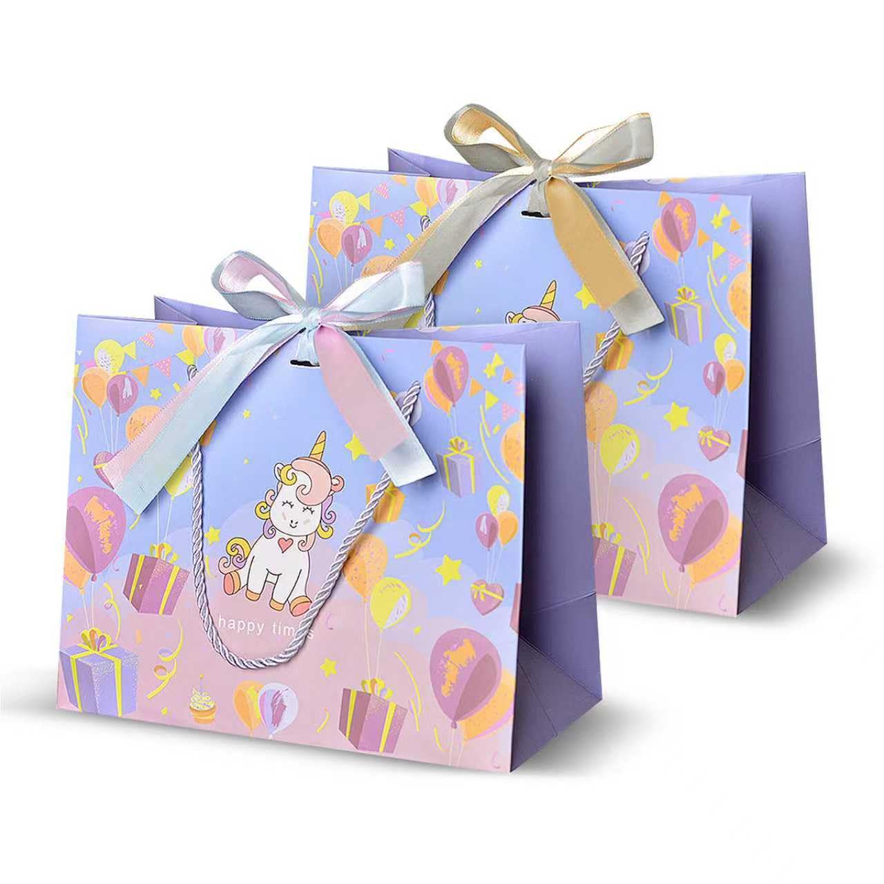 MLABINYA 2 Pack Unicorn Gift Bags with Handles, Medium 36x25x12cm Paper Party Bags for Girls, Reusable Gift Wrapping Bags for Birthday Presents, Christmas, Wedding Favours
