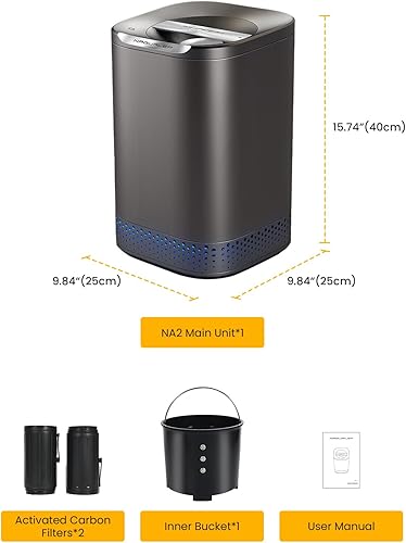 Miniatura 9 de NA2 - Eliminador de basura compacto, compostador de cocina inteligente para interiores, contenedor de compost de residuos de alimentos con filtro de