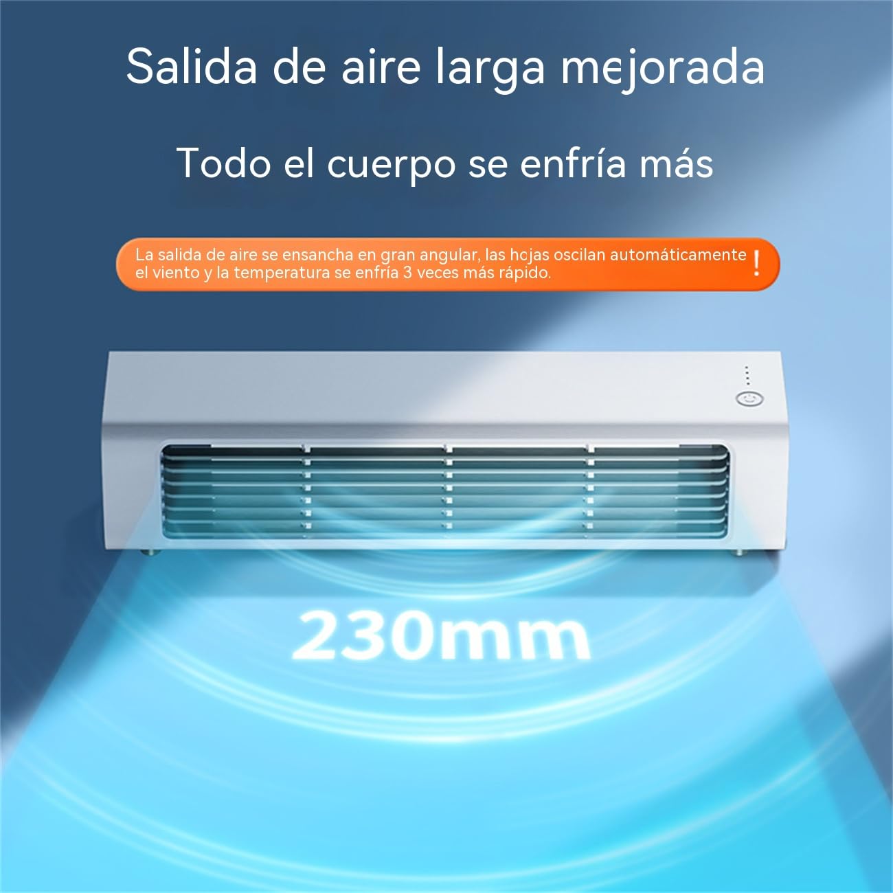 Ventilador sin aspas 2 en 1 vertical y horizontal, oscilación 60°, salida de aire ancha 230 mm, enfriamiento rápido y silencioso, montaje en pared sin perforación, para dormitorio, salón y oficina
