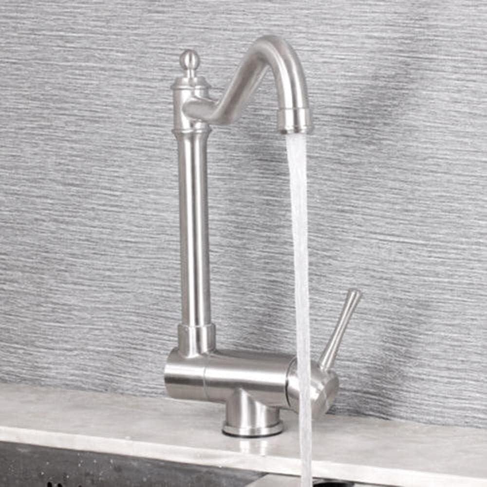 キッチン用蛇口 折りたたみ式 内窓付き キッチン用蛇口 ステンレススチール製 ブラシ仕上げ 温水・冷水混合水栓 キッチンシンク用 -