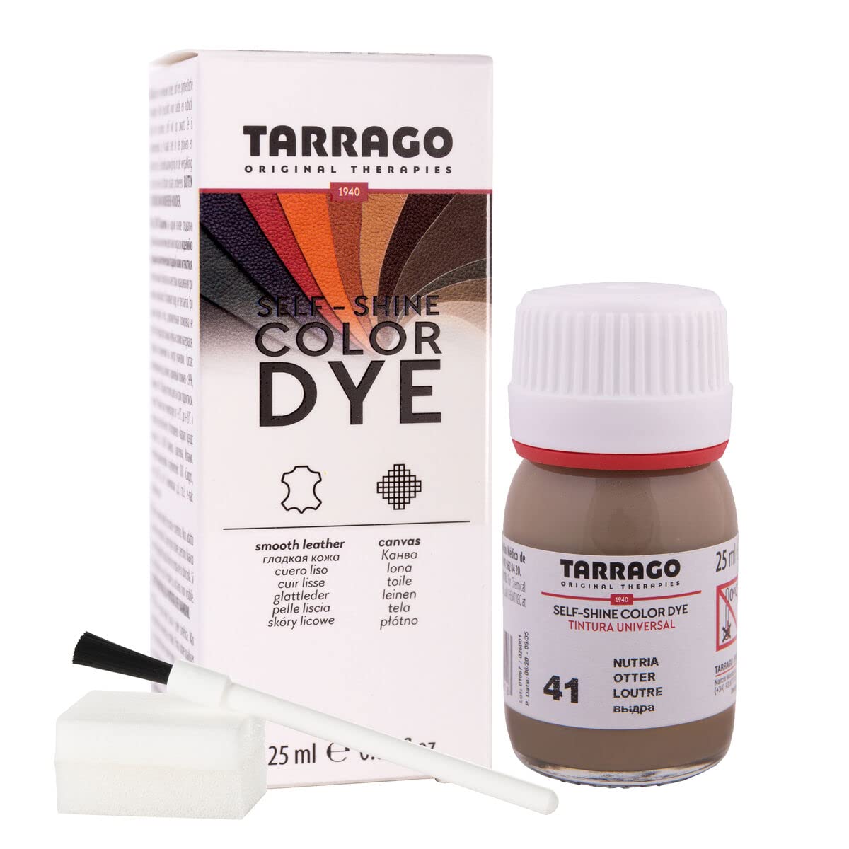 Tinte para Zapatos y Bolsos de Cuero y Textil con Esponja y Brocha | Cubre Rozaduras y Desgastes del Calzado | Gama de 90 colores — view 25