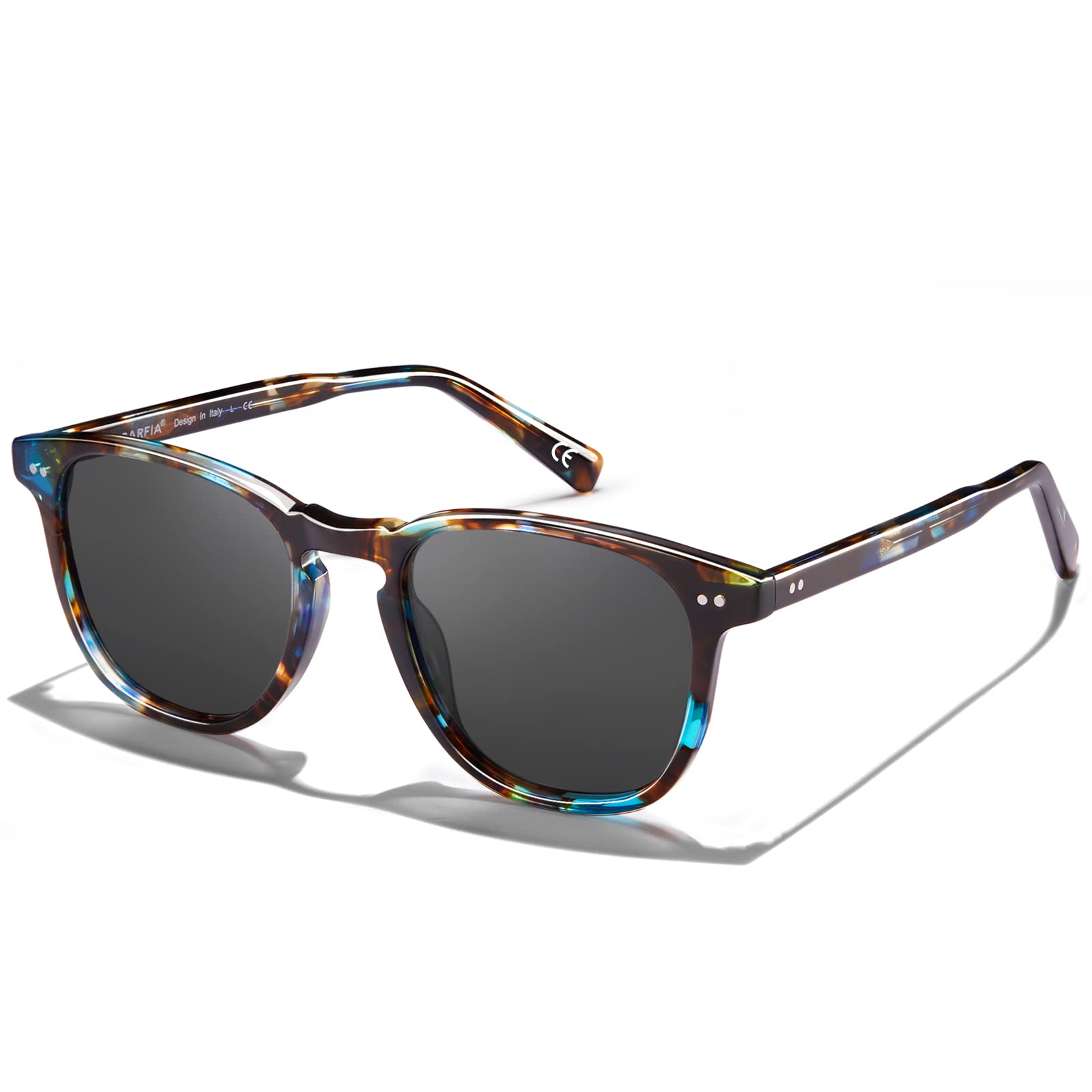CARFIA Polarisierte Damen Sonnenbrille mit Brillenetui Vintage Acetatrahmen