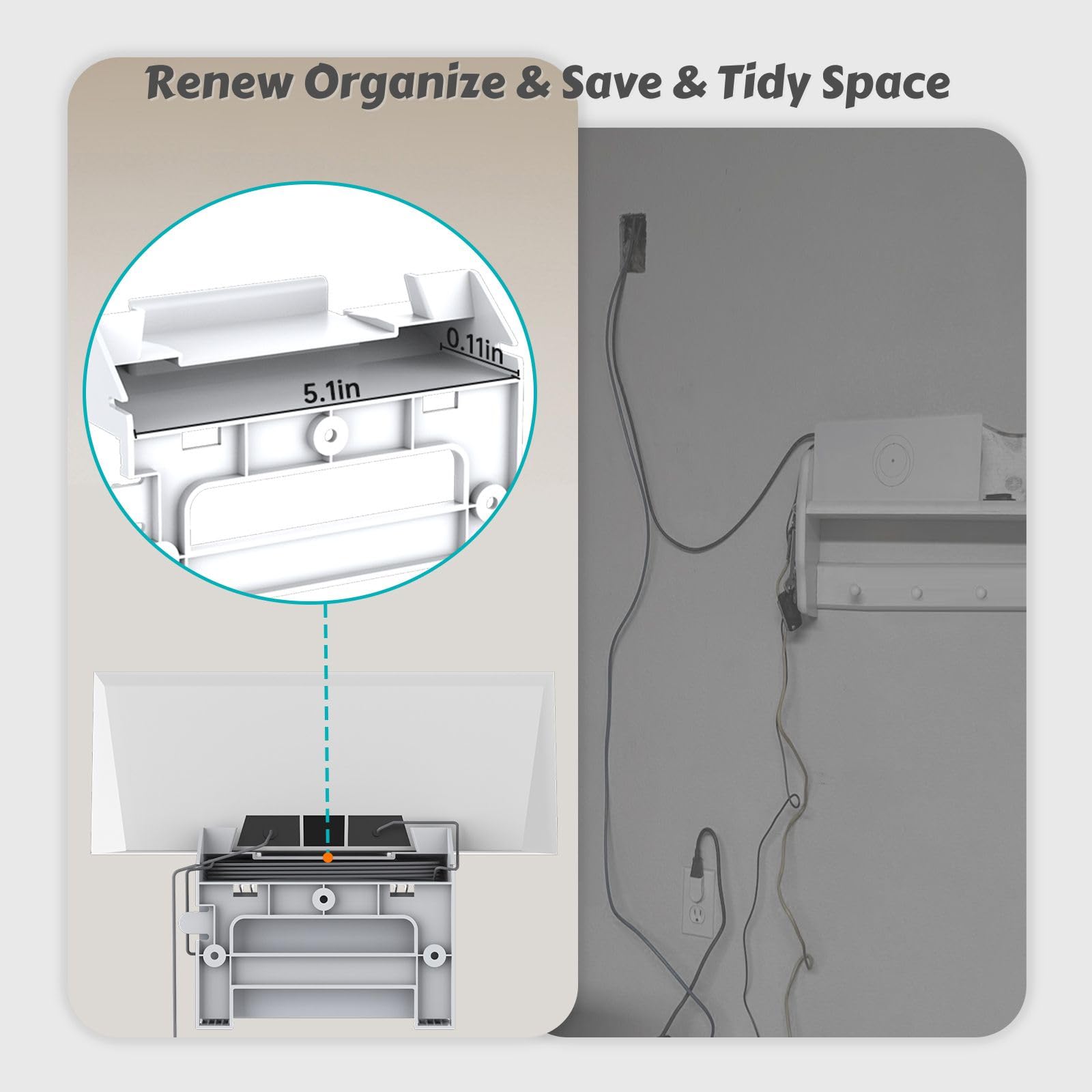 Tesha 2 in 1 Starlink Gen 3 Router & Power Supply Mount, White ABS Wall Mount with Cable Organizer for Starlink Mesh Node Kit, Starlink Brackets Holder for Rv, Living Room, Office