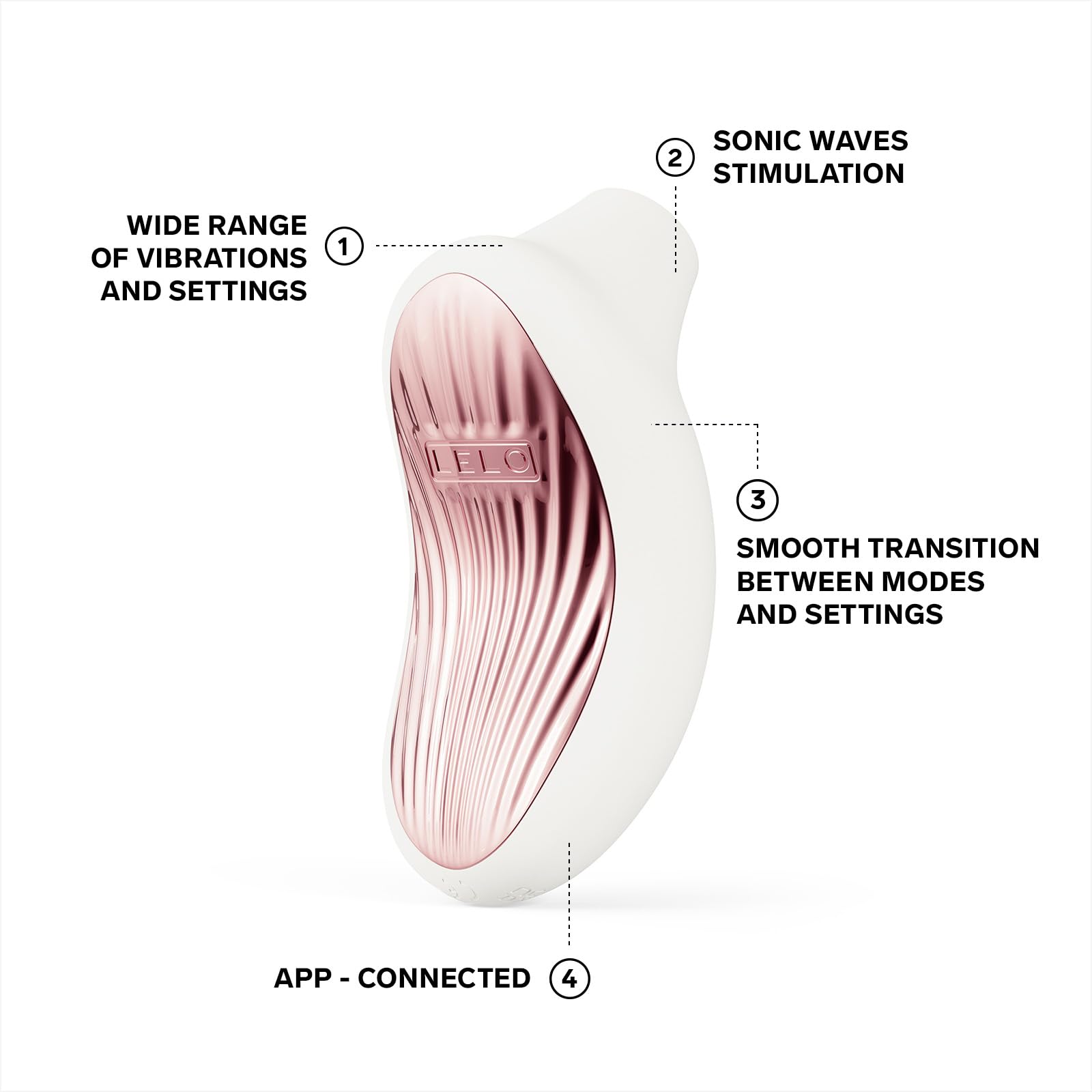 LELO SONA 3 Massaggiatore Sonico Femminile con App Bluetooth, Succhia Clitoride per Donna, Stimolatore per Clitoride 12 Modalità di Piacere e Tecnologia a Onde Soniche, Vibratore Donna, White